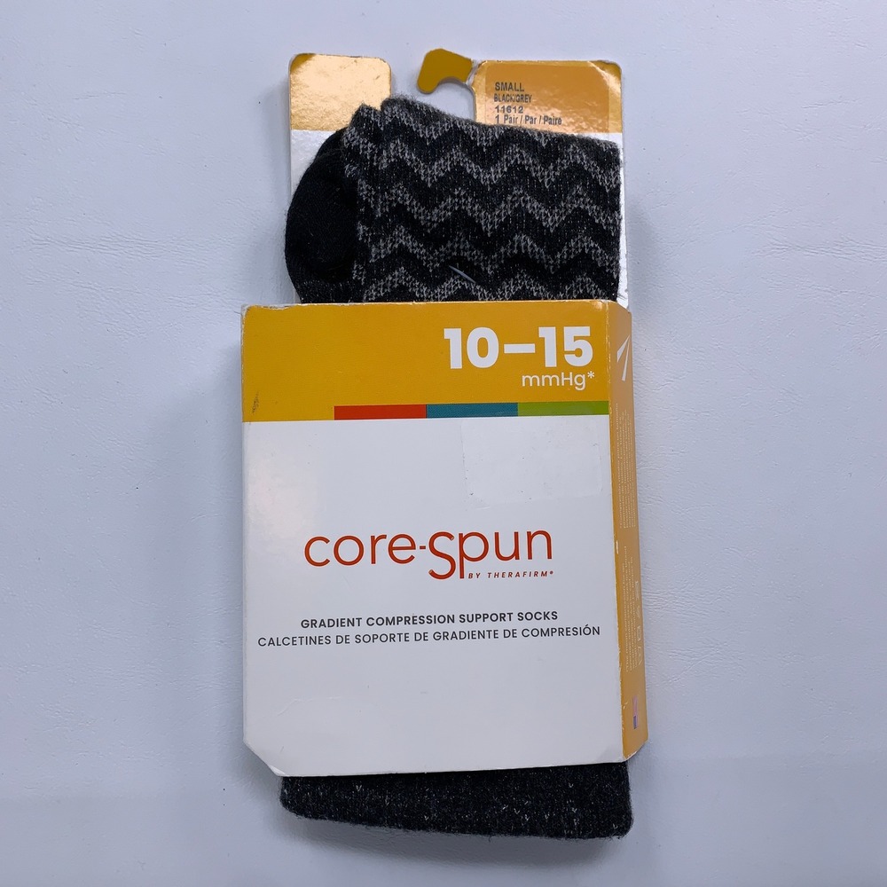 Therafirm Unisex Small Black Chevron 10-15mmHg Core-Spun Compression Socks 11612